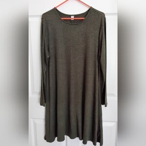 Old Navy Dark Olive Long Sleeve Womens Knit Swing Dress